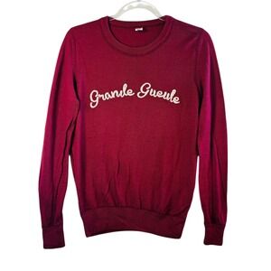 Le Léon Grande Gueule Red 100% Merino Wool Sweater Made in Nepal Womens S French